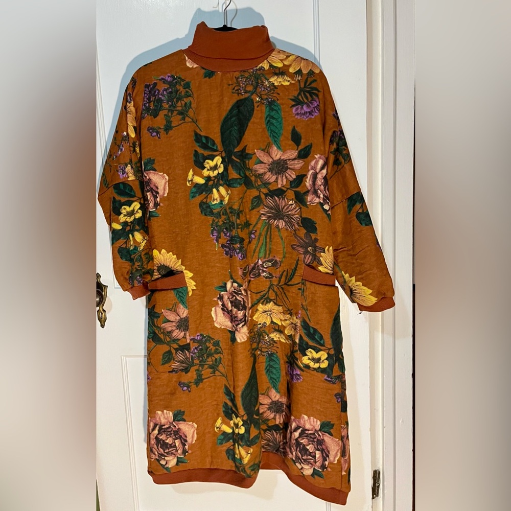 Quality Hand-made Floral Long Sleeve Sweatshirt Dress